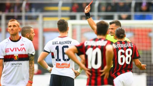 Bonucci espulsione milan genoa ottobre