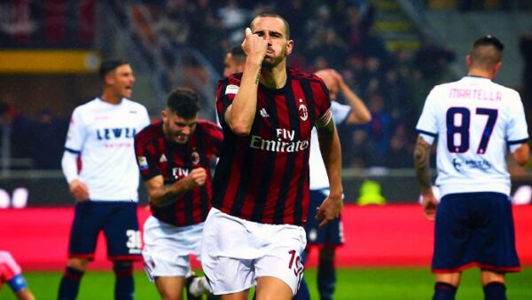 Bonucci esultanza milan crotone gennaio