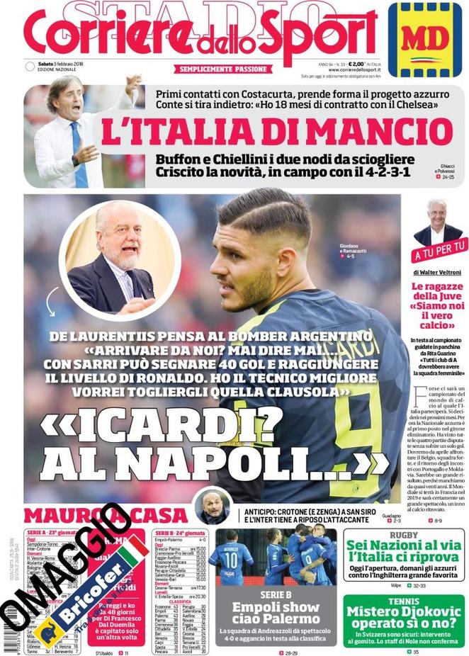 Rassegna stampa, le prime pagine in edicola oggi 32 corriere dello sport 2018 02 03 5a74ede65eeb3