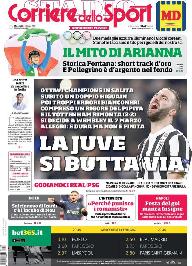 Rassegna stampa del 14 febbraio 2018 32 corriere dello sport 2018 02 14 5a8377b067137