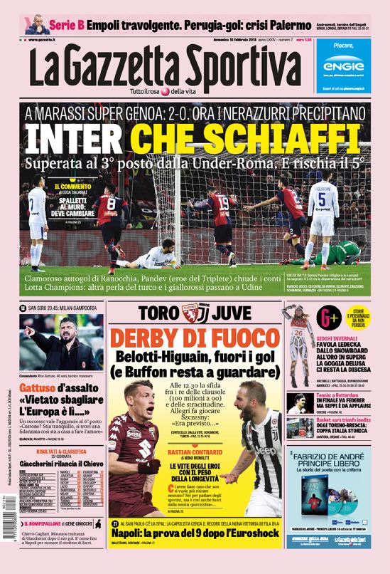 Rassegna stampa del 18 febbraio 2018 35 gazzettafc nazionale web Big 3