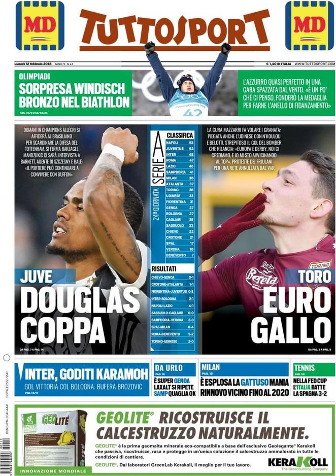 Rassegna stampa del 12 febbraio 2018 33 tuttosport 12 feb 2018