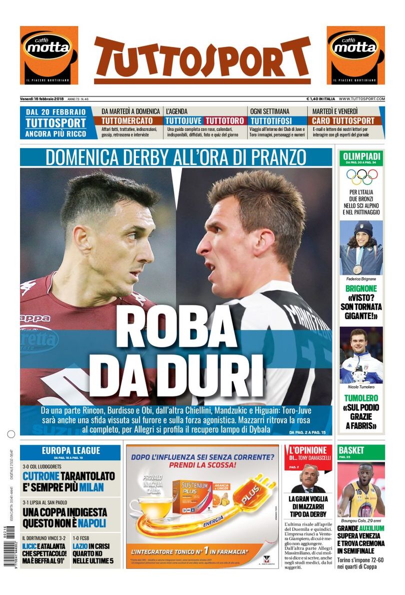 Rassegna stampa del 16 febbraio 2018 33 tuttosport 16 feb 2018