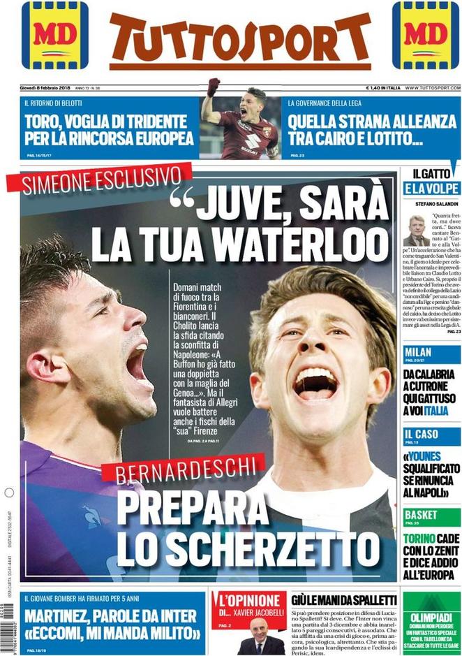 Rassegna stampa dell'8 febbraio 31 tuttosport 8 febbraio 2018