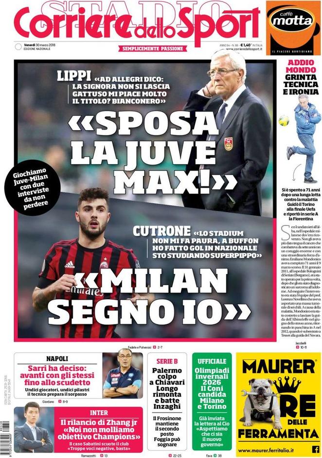 Rassegna stampa del 30 marzo 2018 27 corriere dello sport 2018 03 30 5abd68f14591e
