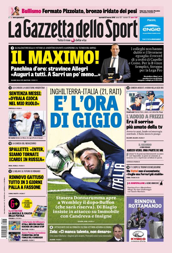 Rassegna stampa del 27 marzo 2018 29 gazzettafc nazionale web Big 16