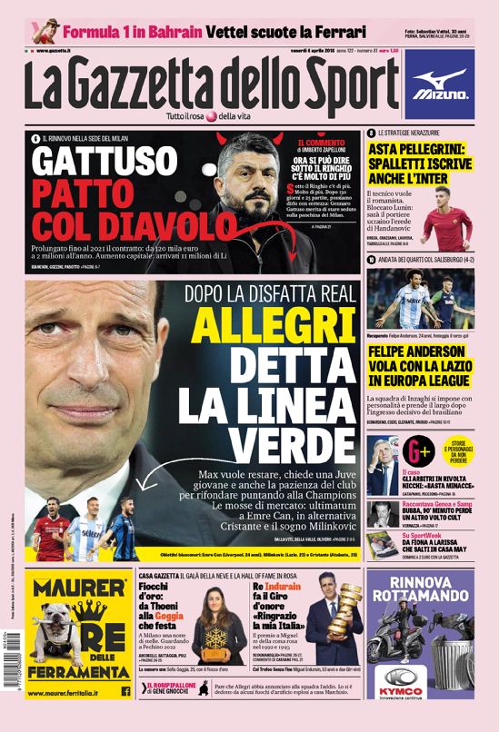 Rassegna stampa del 6 aprile 2018 29 gazzettafc nazionale web Big 3