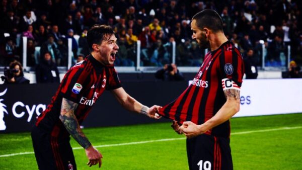 Romagnoli bonucci esultanza milan marzo