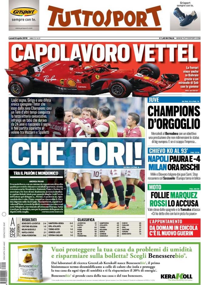 Rassegna stampa del 9 aprile 2018 28 tuttosport 2018 04 09 5aca91ff89c20