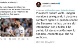 Milan, caso Benzema: sui social botta e risposta