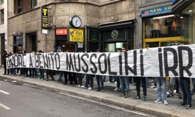 Striscione Mussolini Lazio