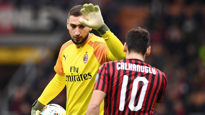 Milan-Spal serie A Donnarumma Calhanoglu