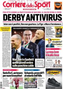 Le prime pagine dei quotidiani sportivi in edicola questa mattina 34 corriere dello sport 2020 10 09 5f7f8ecde92ae