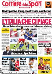 Le prime pagine dei quotidiani sportivi in edicola questa mattina 34 corriere dello sport 2020 10 12 5f8380a0e75a7