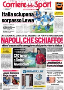 Le prime pagine dei quotidiani sportivi in edicola questa mattina 34 corriere dello sport 2020 10 15 5f877c73832ce