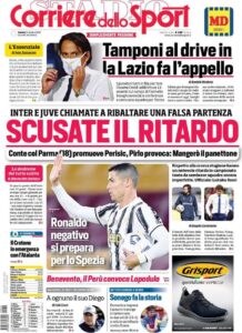 Le prime pagine dei quotidiani sportivi in edicola questa mattina 35 corriere dello sport 2020 10 31 5f9c9b316b3d1