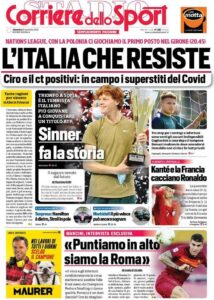 Le prime pagine dei quotidiani sportivi in edicola questa mattina 33 corriere dello sport 2020 11 15 5fb06d1dd35d6