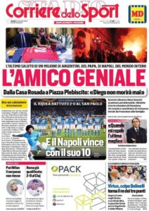 Le prime pagine dei quotidiani sportivi in edicola questa mattina 34 corriere dello sport 2020 11 27 5fc03d9223e49
