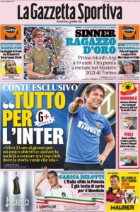 Le prime pagine dei quotidiani sportivi in edicola questa mattina 34 la gazzetta dello sport 2020 11 15 5fb06decdc45f