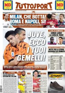 Le prime pagine dei quotidiani sportivi in edicola questa mattina 35 tuttosport 2020 11 06 5fa488dca44bd