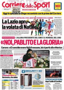 Le prime pagine dei quotidiani sportivi in edicola questa mattina 33 corriere dello sport 2020 12 12 5fd403ce30542