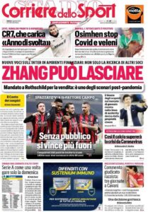 Le prime pagine dei quotidiani sportivi in edicola questa mattina 34 corriere dello sport 2021 01 02 5fefaf1614606