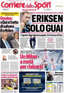 Le prime pagine dei Quotidiani Sportivi italiani di oggi 34 corriere dello sport 2021 01 09 5ff8e61251732