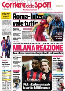 Le prime pagine dei quotidiani sportivi in edicola questa mattina 34 corriere dello sport 2021 01 10 5ffa386ec219e