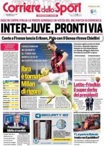 Le prime pagine dei quotidiani sportivi in edicola questa mattina 34 corriere dello sport 2021 01 13 5ffe3e53e4134