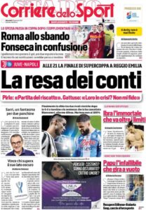 Le prime pagine dei quotidiani sportivi in edicola questa mattina 34 corriere dello sport 2021 01 20 6007bb39697af