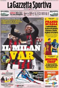 Le prime pagine dei quotidiani sportivi in edicola questa mattina 33 la gazzetta dello sport 2021 01 10 5ffa422d362e4