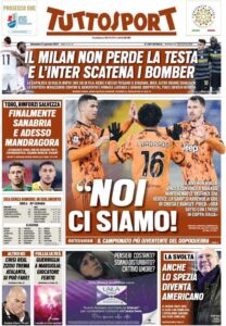 Le prime pagine dei quotidiani sportivi in edicola questa mattina 35 tuttosport 2021 01 31 6015e9ea31c94