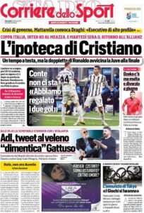 Le prime pagine dei quotidiani sportivi in edicola questa mattina 34 corriere dello sport 2021 02 03 6019de85995a1