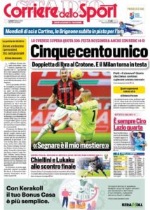 Le prime pagine dei quotidiani sportivi in edicola questa mattina 34 corriere dello sport 2021 02 08 602073aab33b1