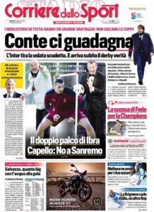 Le prime pagine dei quotidiani sportivi in edicola questa mattina 34 corriere dello sport 2021 02 16 602b01675a9ce