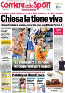 Le prime pagine dei quotidiani sportivi in edicola questa mattina 34 corriere dello sport 2021 02 18 602da7a4bfe77