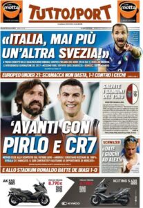 Le prime pagine dei quotidiani sportivi in edicola questa mattina 35 tuttosport 2021 03 25 605c1b743868e