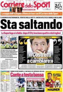Le prime pagine dei quotidiani sportivi in edicola questa mattina 34 corriere dello sport 2021 04 21 607fa458ce901