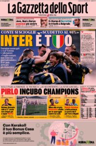 Le prime pagine dei quotidiani sportivi in edicola questa mattina 33 la gazzetta dello sport 2021 04 26 60863e536a9df