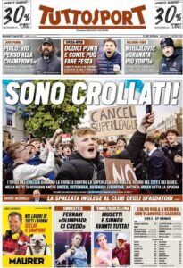 Le prime pagine dei quotidiani sportivi in edicola questa mattina 35 tuttosport 2021 04 21 607fa44db87d7