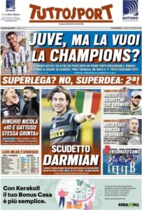 Le prime pagine dei quotidiani sportivi in edicola questa mattina 35 tuttosport 2021 04 26 60863db21684e