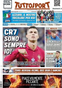 Le prime pagine dei quotidiani sportivi in edicola questa mattina 35 tuttosport 2021 06 24 60d3b889211c1