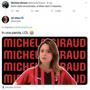 Milan, non Giroud ma… Giraud! Gag social con l’attrice – FOTO
