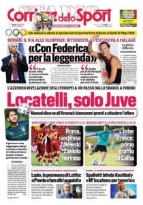 Le prime pagine dei quotidiani sportivi in edicola questa mattina 34 corriere dello sport 2021 07 22 60f8f0de033bb
