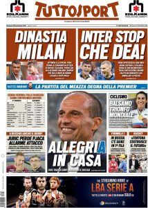 Le prime pagine dei Quotidiani Sportivi in edicola questa mattina 33 tuttosport 2021 09 26 614fa1d14ad83