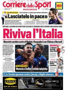 Le prime pagine dei Quotidiani Sportivi in edicola questa mattina 34 corriere dello sport 2021 10 10 616212765b752