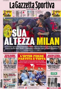 Le prime pagine dei Quotidiani Sportivi in edicola questa mattina 34 la gazzetta dello sport 2021 10 17 616b581499fe7