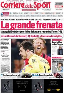 Le prime pagine dei Quotidiani Sportivi in edicola questa mattina 34 corriere dello sport 2021 11 08 61886eca4d8c2