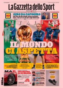 Le prime pagine dei Quotidiani Sportivi in edicola questa mattina 33 la gazzetta dello sport 2021 11 12 618dfb6d68186