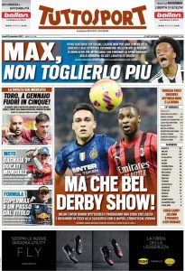 Le prime pagine dei Quotidiani Sportivi in edicola questa mattina 35 tuttosport 2021 11 08 61886e48042e2
